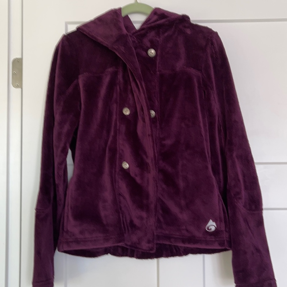 Women’s soft furry fleece hooded outer jacket
